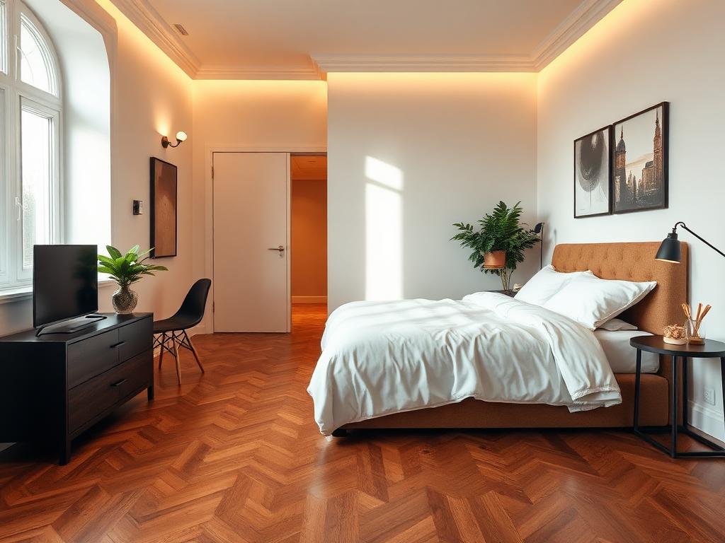 Cozy, professionally styled bedroom representative of a well-managed Moncton Airbnb